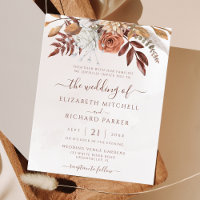 Budget Boho Fall Terracotta Floral Wedding Invite