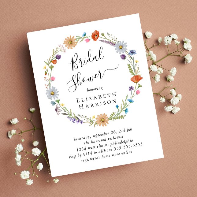 Budget Boho Floral Bridal Shower Invitation (Creator Uploaded)
