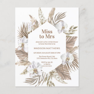 Budget Boho Floral Bridal Shower Pink Pampas Flyer