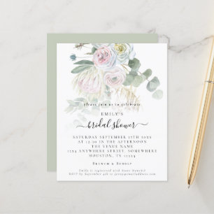 Budget Boho Floral Eucalyptus Bridal Shower Invite