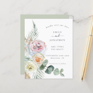 Budget Boho Floral Eucalyptus Wedding Save Date