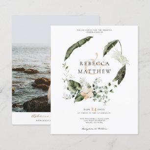 Budget Boho Floral Greenery Wedding Photo Invite 