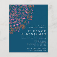 Budget Boho Floral Mandala Teal Blue Wedding
