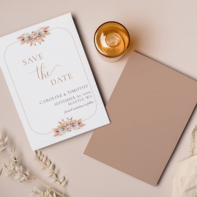 Budget Boho Floral Save The Date Announcement Card (Creator Uploaded)