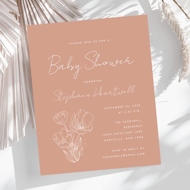 Budget Boho Floral Terracotta Baby Shower Invite (Creator Uploaded)