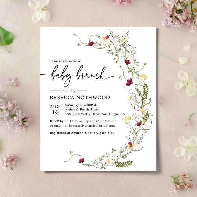 Budget Boho Florals Baby Brunch Shower Invitation (Creator Uploaded)
