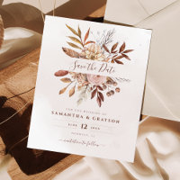 Budget Boho Flowers Fall Wedding Save The Date