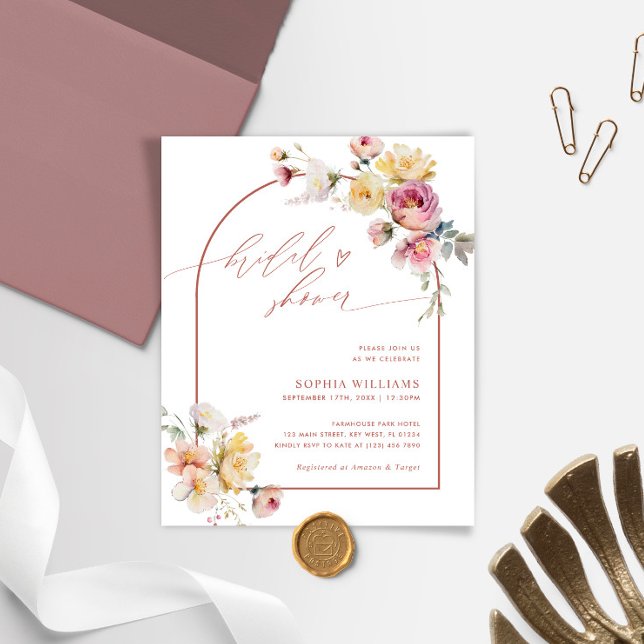 Budget Boho Garden Rose Bridal Shower Invitation (Creator Uploaded)