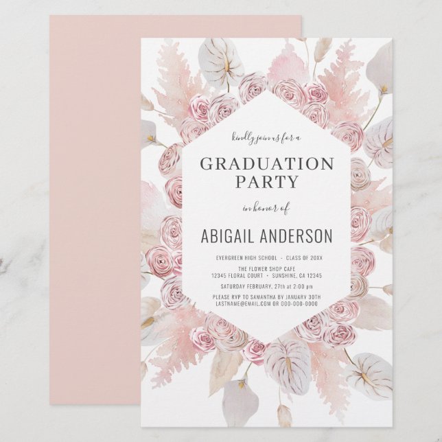 Budget Boho Grad Class of 2023 Party Invitation (Front/Back)