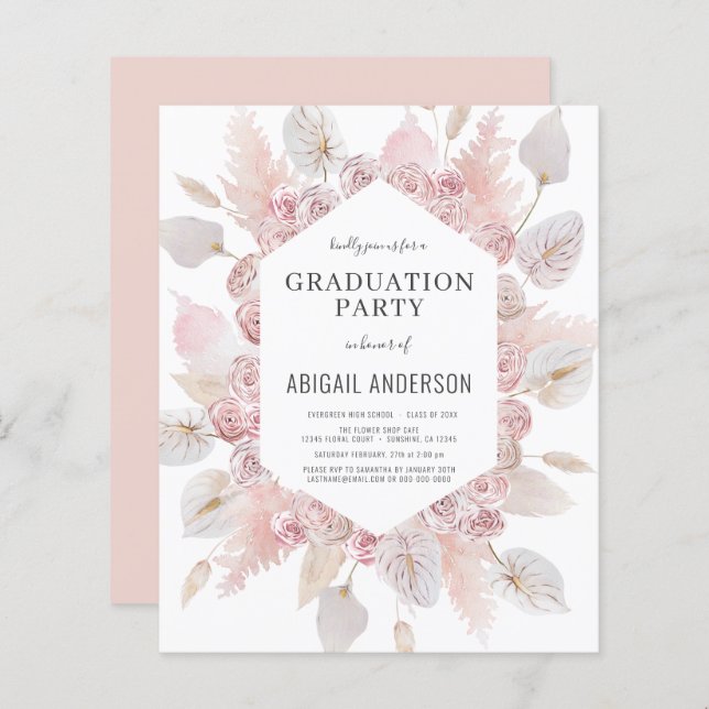 Budget Boho Grad Class of 2023 Party Invitation (Front/Back)