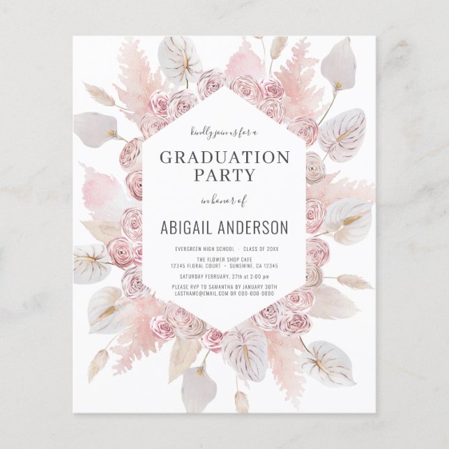 Budget Boho Grad Class of 2023 Party Invitation Flyer (Front)