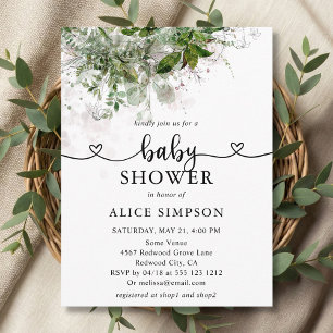 Budget Boho Greenery Baby Shower Invitation Postcard