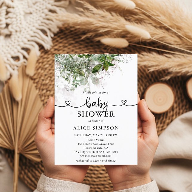 Budget Boho Greenery Baby Shower Invitation Postcard (Creator Uploaded)