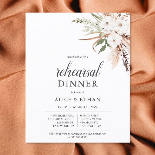 Budget Boho Greenery Pampa Grass Rehearsal Dinner (Creator Uploaded)