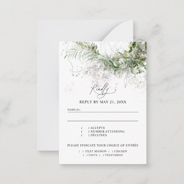  Budget Boho Greenery Wedding RSVP Card (Front)
