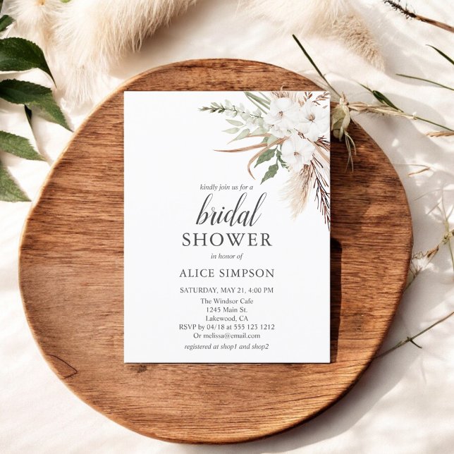 Budget Boho Pampa Grass Greenery Bridal Shower Invitation Postcard (Creator Uploaded)