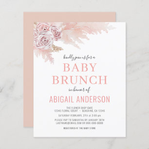 Budget Boho Pampas Grass Baby Brunch Invitation