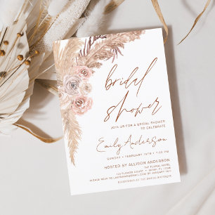 Budget Boho Pampas Grass Bridal Shower Invitation