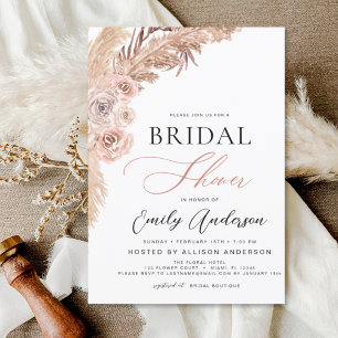 Budget Boho Pampas Grass Bridal Shower Invitation