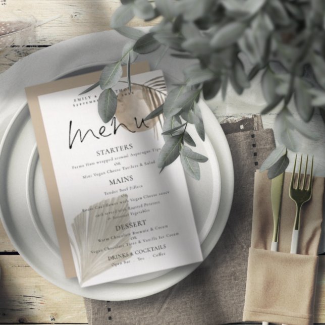 Budget Boho Pampas Grass Cream Wedding Menu (Creator Uploaded)