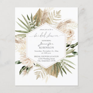 Budget Boho Pampas Grass & Floral Bridal Shower Flyer
