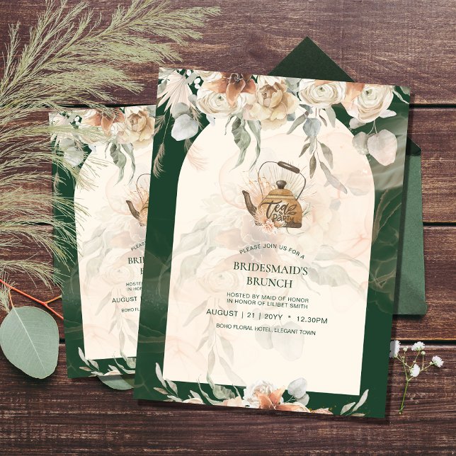 BUDGET Boho Pampas Grass TEA PARTY Bridal Lunch Flyer (Creator Uploaded)