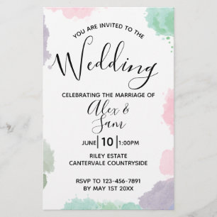 Budget Boho Pastel Watercolor Wedding Invitation Flyer