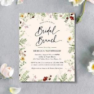 Budget Boho Pink Florals Bridal Brunch Invitation