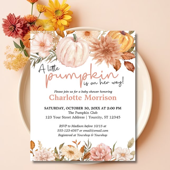 Budget Boho Pumpkin Girl Baby Shower Invitation (Creator Uploaded)