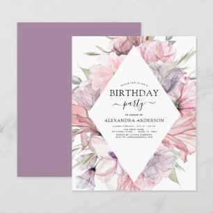 Budget Boho Purple Any Age Birthday Floral