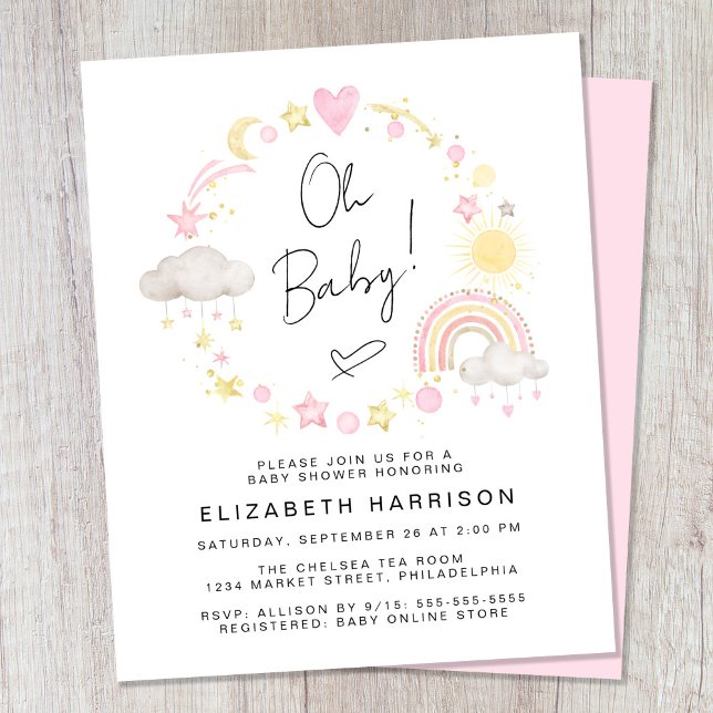 Budget Boho Rainbow Baby Girl Shower Invitation (Creator Uploaded)