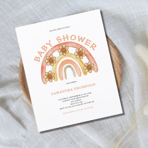 Budget Boho Rainbow Baby Shower Invitation 
