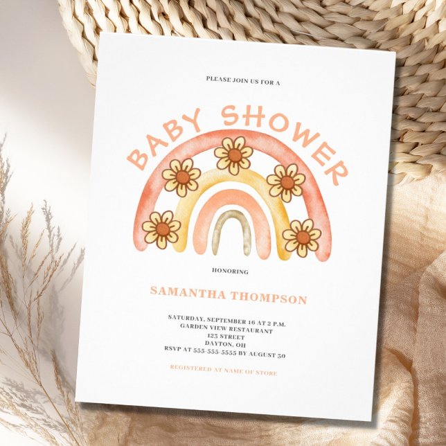 Budget Boho Rainbow Baby Shower Invitation  Flyer (Creator Uploaded)