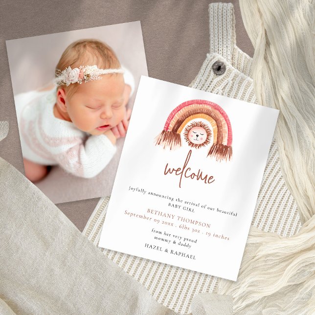 Budget Boho Rainbow Lion Birth Announcement (Creator Uploaded)