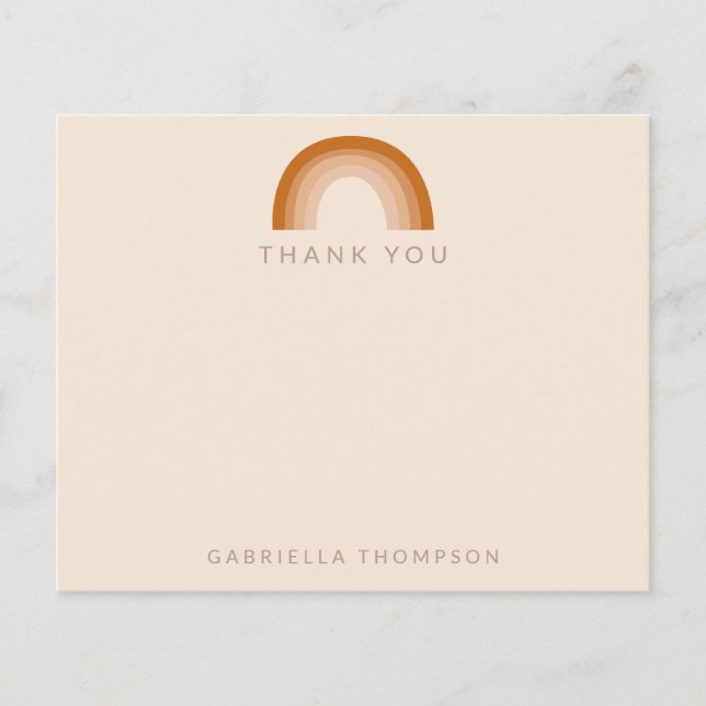 Budget Boho Rainbow Terracotta Custom Thanks Card (Front)