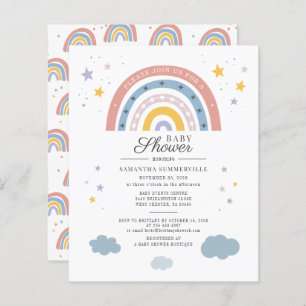 Budget Boho Rainbow Watercolor Script Baby Shower