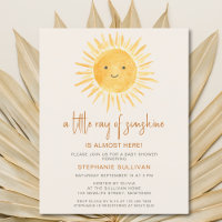 Budget Boho Ray of Sunshine Baby Shower Invitation