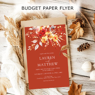 Budget Boho Rust Orange Fall Wedding Invitation Flyer