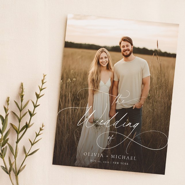 Budget Boho Script Rustic Photo Wedding Invites (Creator Uploaded)