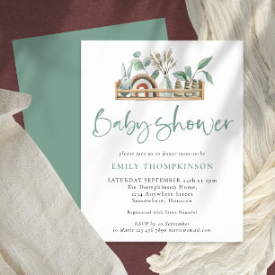 Budget Boho Shelf Toys Sage Baby Shower Invite