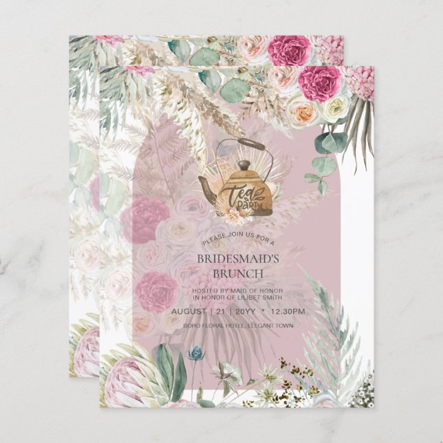 BUDGET Boho TEA PARTY Pampas Grass Bridal Shower (Front/Back)