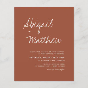 Budget Boho Terra Cotta Simple Wedding Invitation Flyer