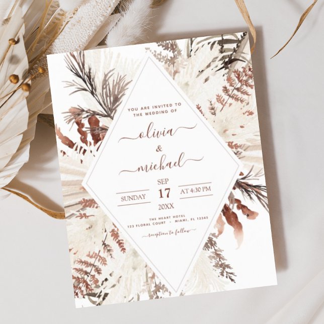 Budget Boho Terracotta Pampas Grass Beige Wedding (Creator Uploaded)