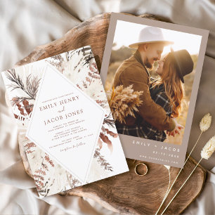 Budget Boho Terracotta Photo Pampas Grass Wedding