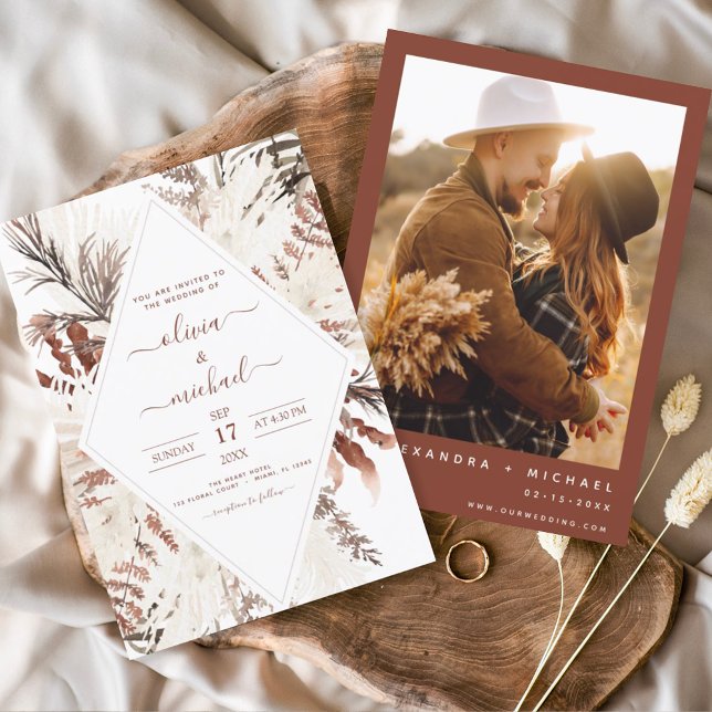 Budget Boho Terracotta Photo Pampas Grass Wedding (Creator Uploaded)