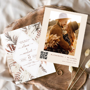 Budget Boho Terracotta Photo QR Code Wedding