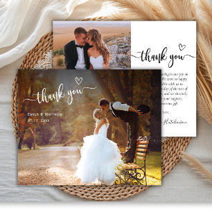 Budget Boho Typography 2 Photo Wedding Thank You