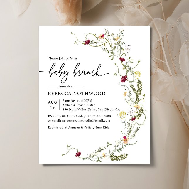 Budget Boho Wildflower Baby Brunch Invitation (Creator Uploaded)