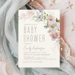 Budget Boho Wildflower Baby Shower Elegant Flyer