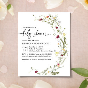 Budget Boho Wildflower Baby Shower Invitation